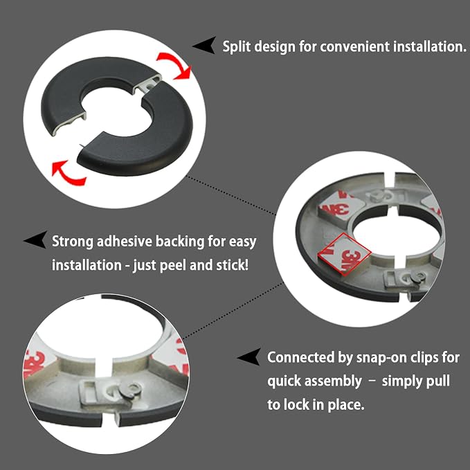 Wall Split Flange 2 Pieces, Pipe Cover Decoration Fit 1.1 inch Outer Diameter - Image 5