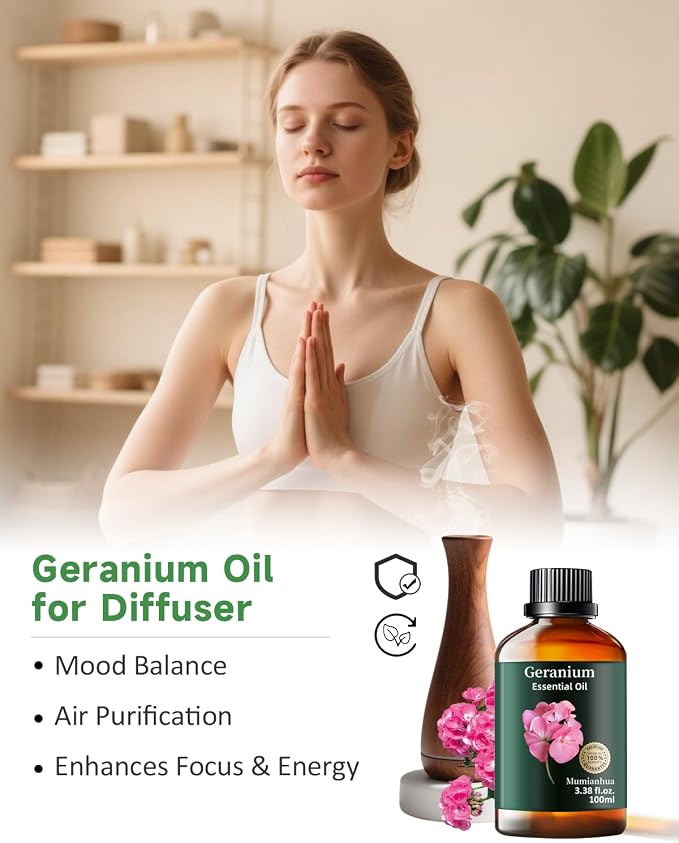 Pure Geranium Essential Oil, Mumianhua Natural Floral Oil - Image 3