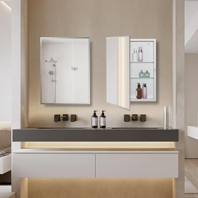 Bathroom Medicine Cabinet with Beveled Edge Mirrored Door 24 x 30 inch - Image 2