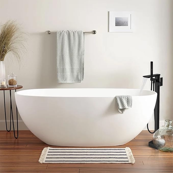 RUMOSE Matte Black Bathtub Filler Freestanding Tub Filler Floor Mount Tub - Image 4