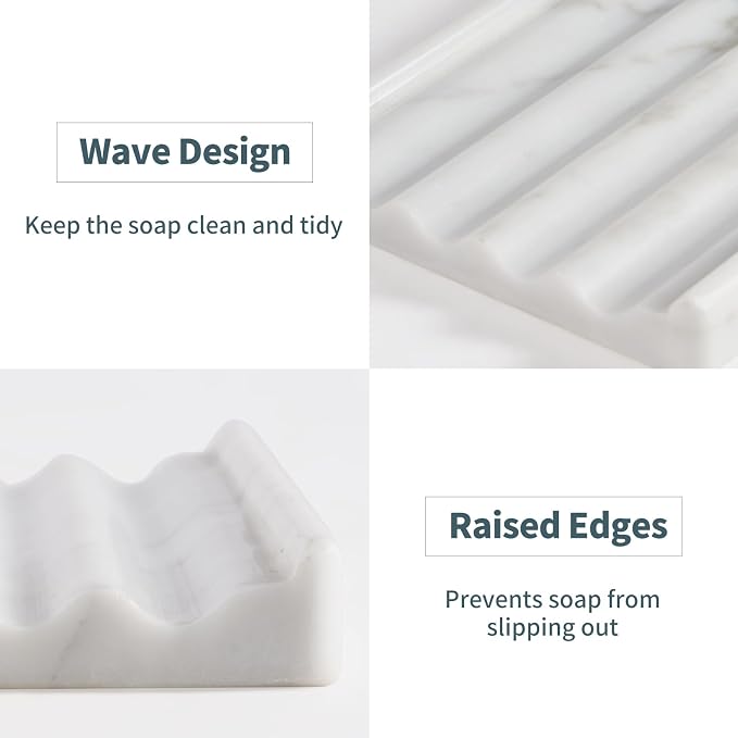 Soap Holder, Marble Soap Dish for Shower, Bar Soap Holder - Image 3