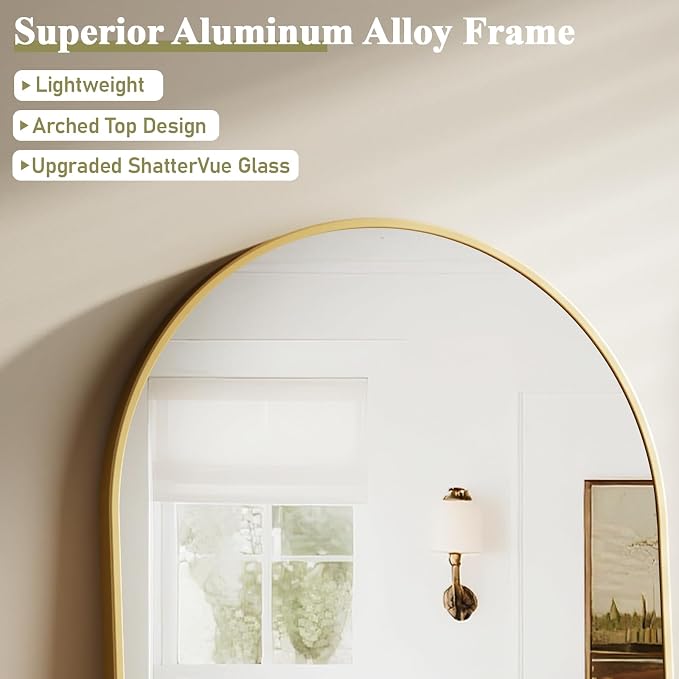 HARRITPURE 32"x42" Arched Bathroom Mirror - Image 4