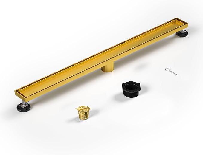 Linear Shower Drain 30", Brushed Gold Floor Drain - Image 4