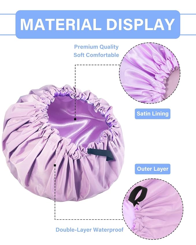 Aquior Shower Cap, Extra Adjustable Shower Caps - Image 2