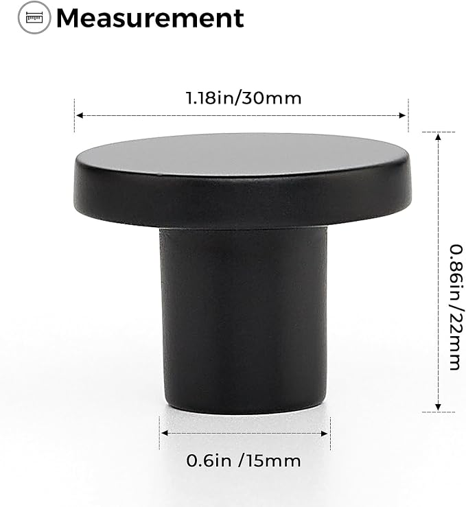 Ravinte 5 Pack Cabinet Knobs Black Kitchen Cabinet Knobs Round Dresser Drawer - Image 3