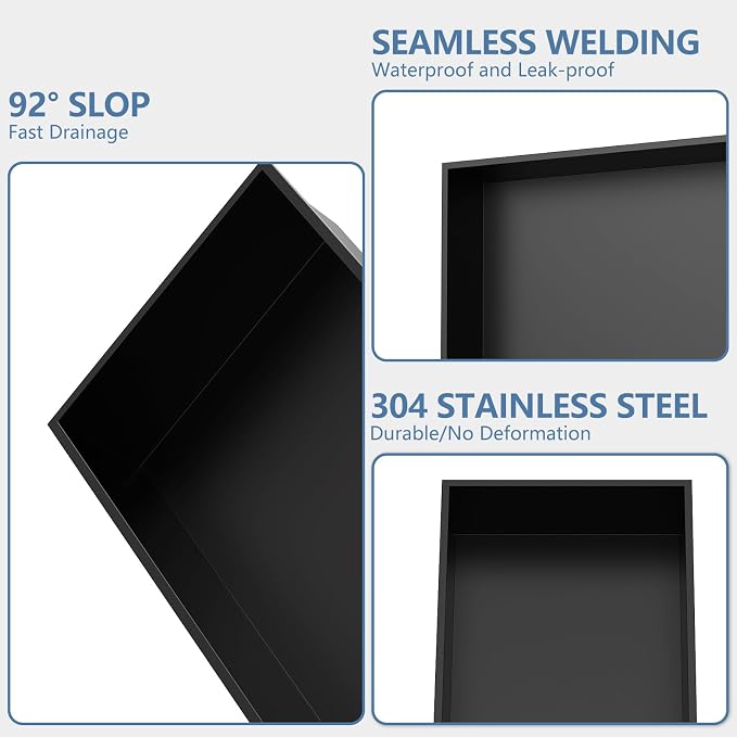 Homevacious 24" X 12" X 4" Stainless Steel Shower Niche No Tile Needed Matte - Image 5