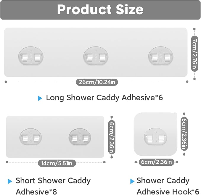 20 Pack Shower Caddy Adhesive Replacement, Transparent Strong Adhesive Hooks - Image 2