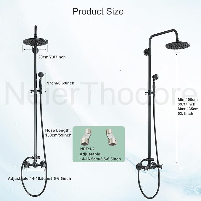 NeierThodore Luxury ORB Bathroom Shower Faucet Dual Handles Wall-Mounted Shower - Image 7