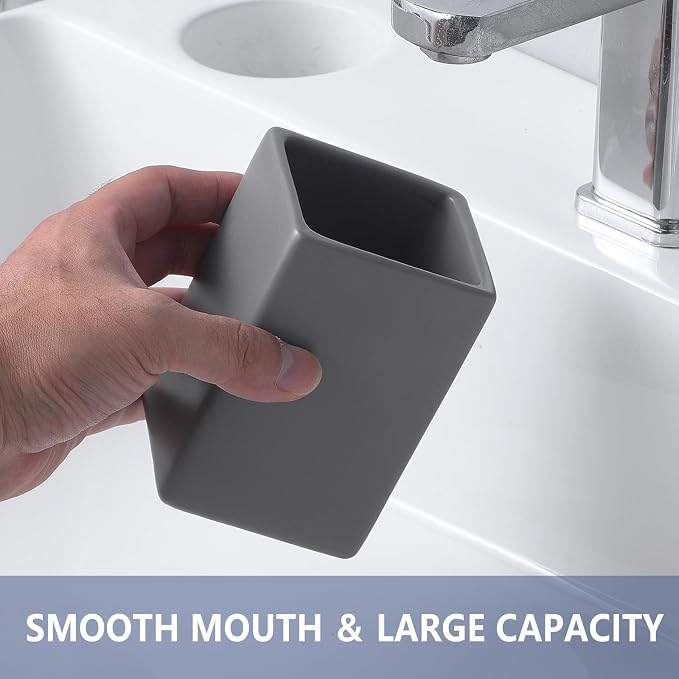 Grey Square Toothbrush Holders for Bathrooms - Image 4