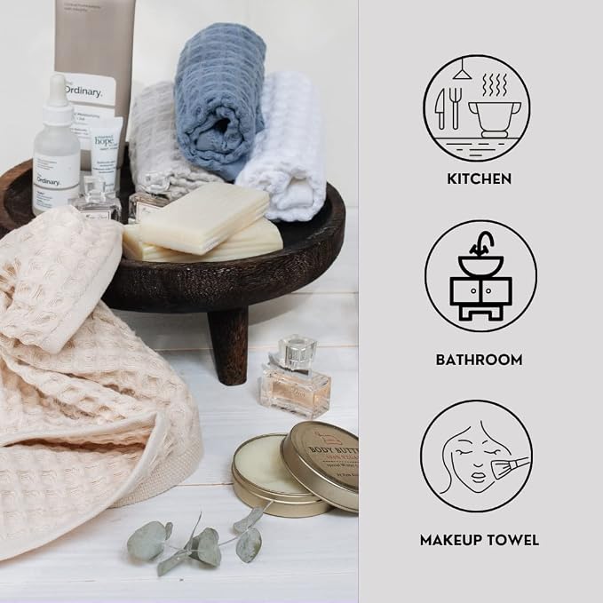 sea me at home Waffle Washcloths Set, 100% Turkish Cotton - Image 5