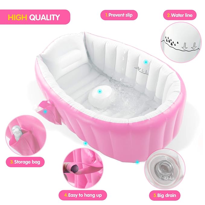 Inflatable Baby Bathtub, Portable Infant Toddler Bathing Tub Non Slip Travel - Image 2