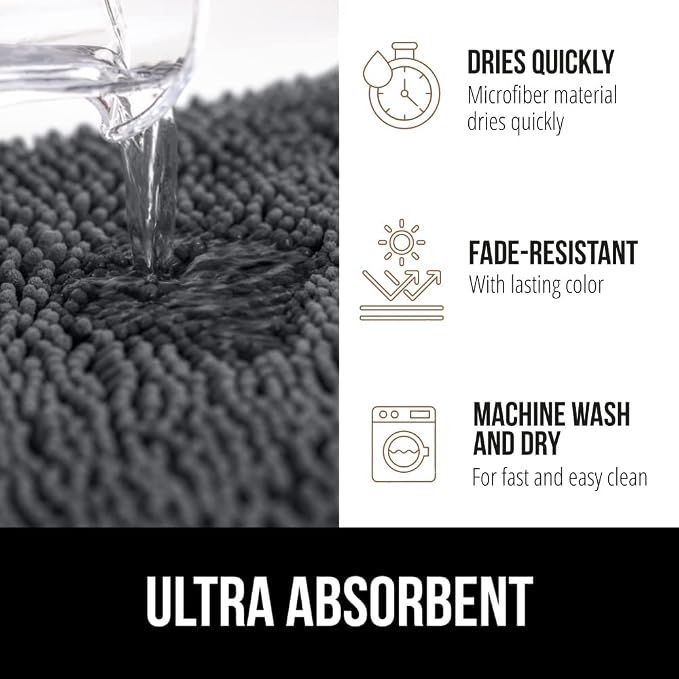 GORILLA GRIP Bath Rug Mat 48x24, Soft Absorbent Chenille, Quick Dry Microfiber - Image 4