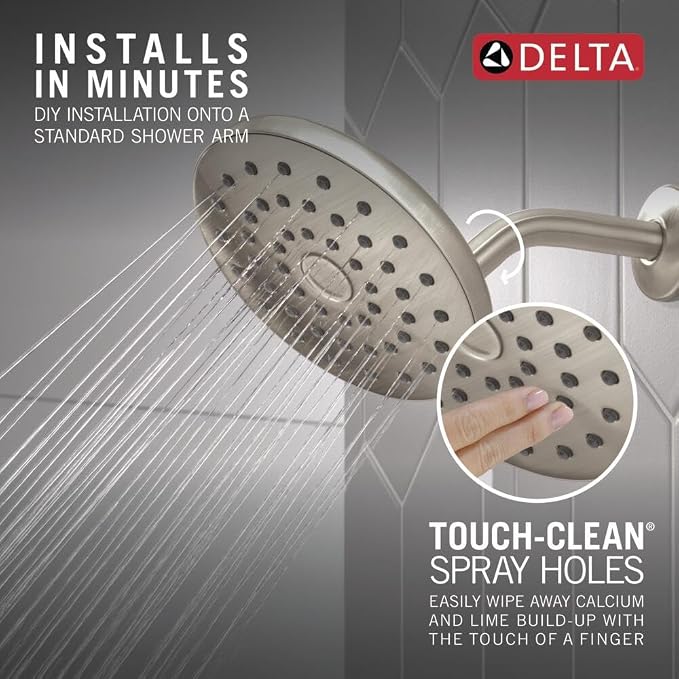 Delta PivotPro Brushed Nickel Rain Showerhead, Single Setting 7 Inch Round - Image 3