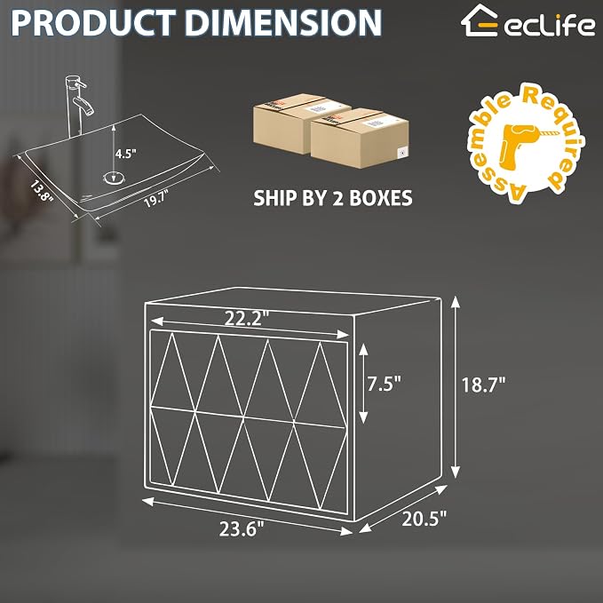 eclife 24" Floating Bathroom Vanities - Image 2