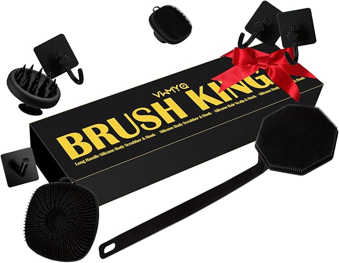 Silicone Body Scrubber Set, Includes Back & Body Scrubbers, Face Brush by -100SoftSilicone-