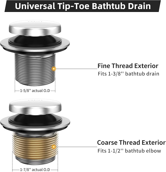 All Metal Tip-Toe Bathtub Drain Kit - Image 4