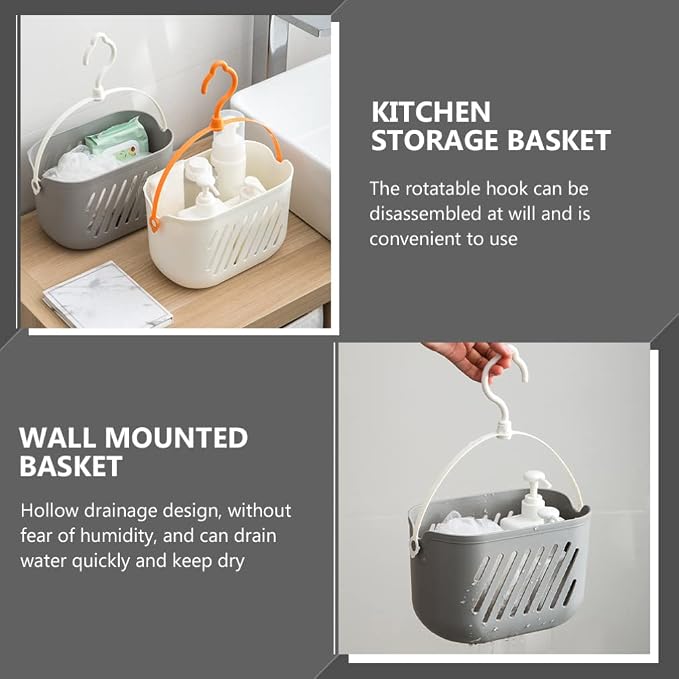 DOITOOL 2Pcs Hanging Shower Plastic Hanging Shower Baskets Portable Kitchen - Image 5