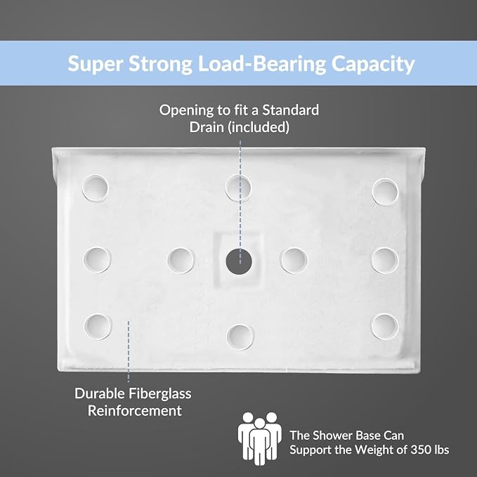 MORVANO 48" X 32" Shower Base - Image 5