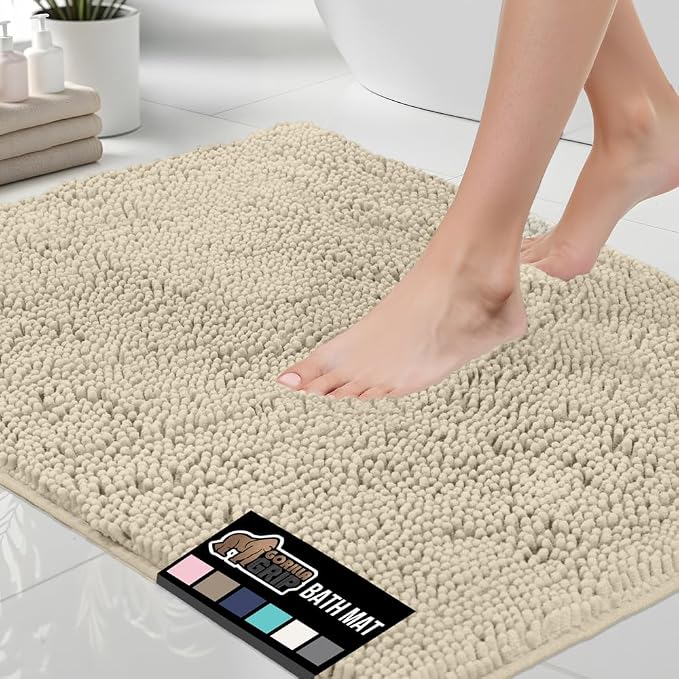 GORILLA GRIP Bath Rug Mat 60x24, Thick Soft Absorbent Chenille, Quick Dry by GorillaGrip