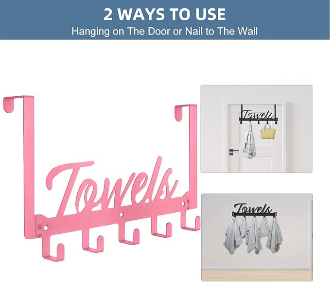 2 Pack Over The Door Hooks, Towel Rack - Image 3