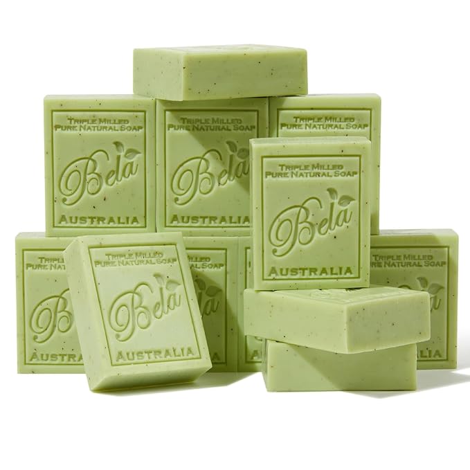 BELA Eucalyptus with Lemon Soap 3.3 oz Pack of 12, Long Lasting Triple Milled by BELAPURENATURALSOAPSANDODORELIMINATINGHOMEFRAGRANCES