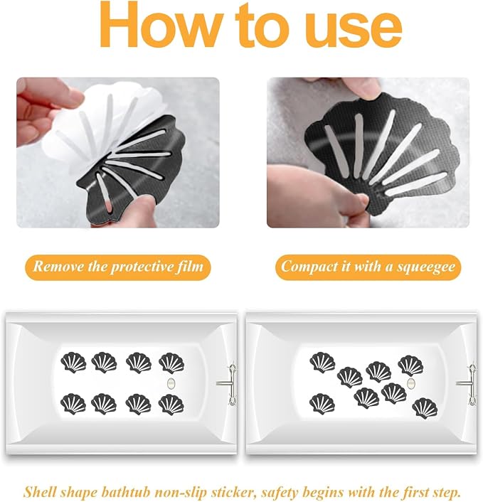 Bathtub Stickers Non Slip, Shell Shaped Tubs Safety Shower Treads, Adhesive - Image 6