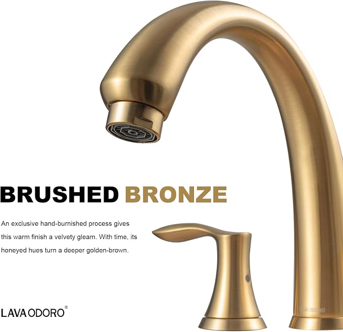 Lava Odoro 2-Handle Widespread Roman Tub Faucet, Bronze Gold Tub Faucet - Image 4