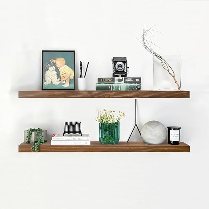 Homeforia Classic Walnut 42 inch Floating Shelf, High End Solid Real Wood Small by Homeforia