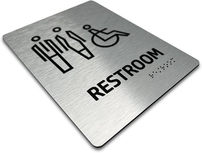 Brushed Aluminum Restroom Sign - Image 2
