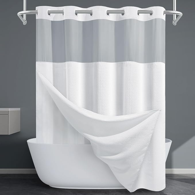Long No Hook Shower Curtain by EUTXL