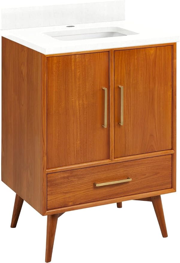 Signature Hardware 953363-24-RUMB-1 Novak 24" Freestanding Teak Single Basin by SignatureHardware