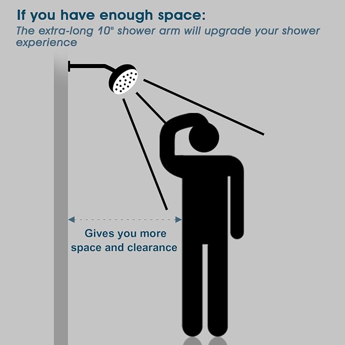 BRIGHT SHOWERS Shower Arm with Flange 10 Inches Solid Brass Shower Head - Image 6