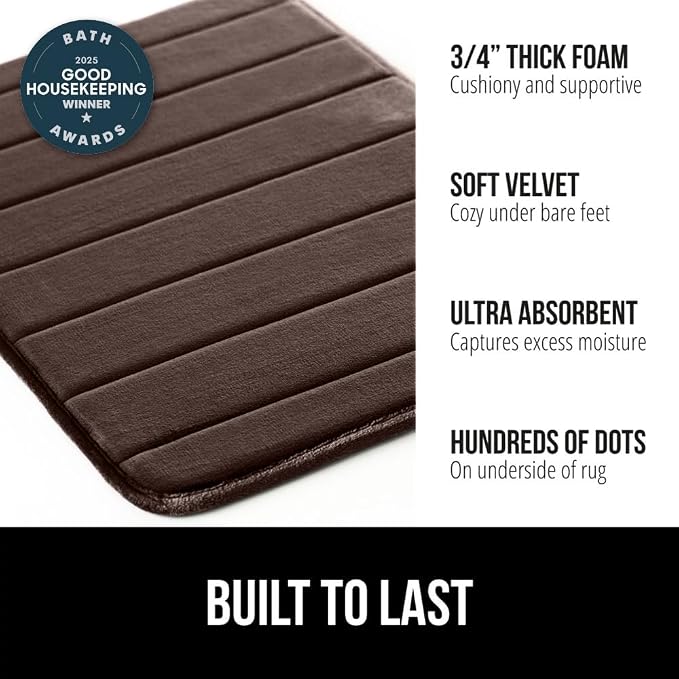 GORILLA GRIP Memory Foam Bath Mat, Soft Absorbent US Designed Bathroom Rug - Image 3
