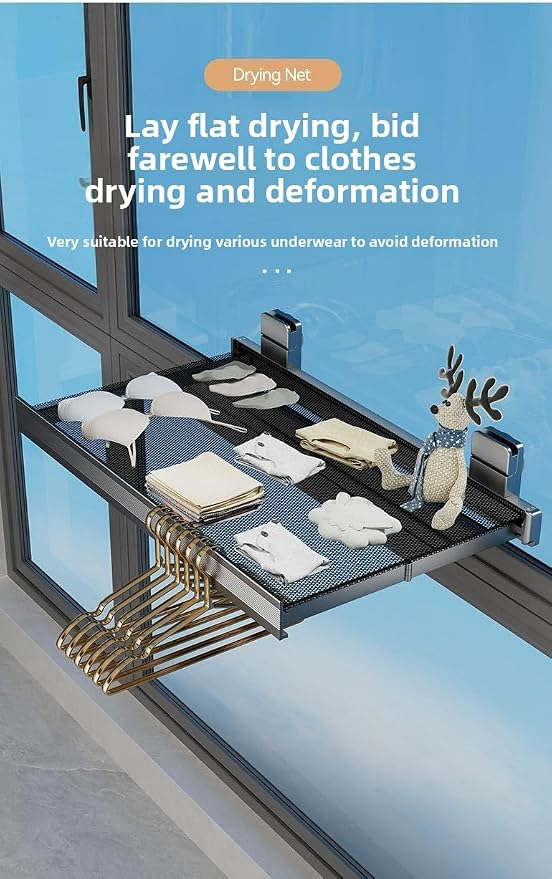 Oleth Telescopic Suction Cup Bathroom Towel Rack & Balcony Drying Net: Super - Image 7