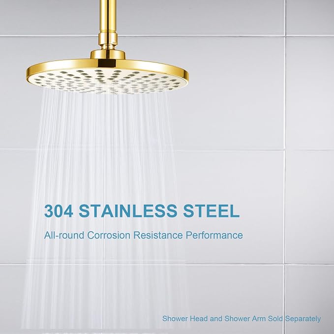 OFFO Shower Arm with Flange, Bright Gold 10 in Ceiling Mount Replacement Rain - Image 3