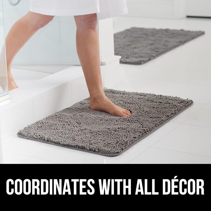 GORILLA GRIP Bath Rug Mat 60x17, Thick Soft Absorbent Chenille, Quick Dry - Image 9