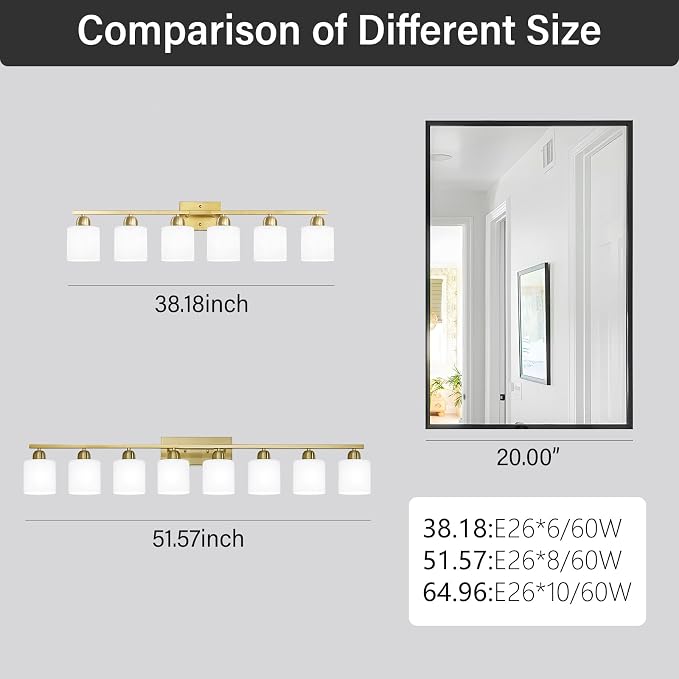 6 Light Gold Bathroom Vanity Light - Image 5