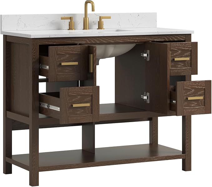 42 Inch Bathroom Vanity with Sink, Farmhouse Storage Cabinet with Drawers & - Image 9