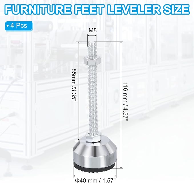 PATIKIL Furniture Leveling Feet 1.6" Dia Base M8 Thread - Image 2