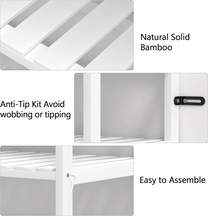 VASMIA 6-Tier Bamboo Shelf, Bamboo Storage Shelving Unit, Tall Bookcase - Image 5