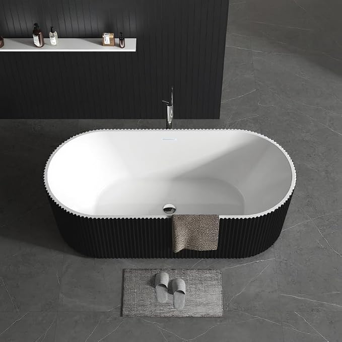 GarveeLife Freestanding Bathtubs 67 inch Black & White Acrylic Free Standing - Image 6