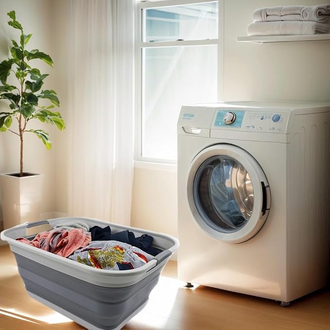 SAMMART 42L Collapsible Plastic Laundry Basket-Foldable Pop Up Storage - Image 3