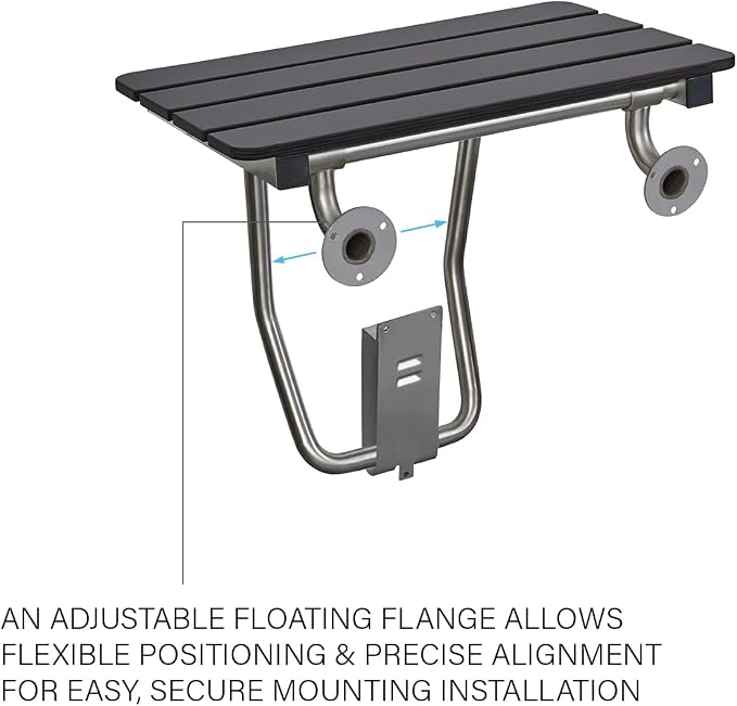 28-inch x 15-inch ADA Folding Wall Mount Bathroom Shower Seat Bench - Image 6