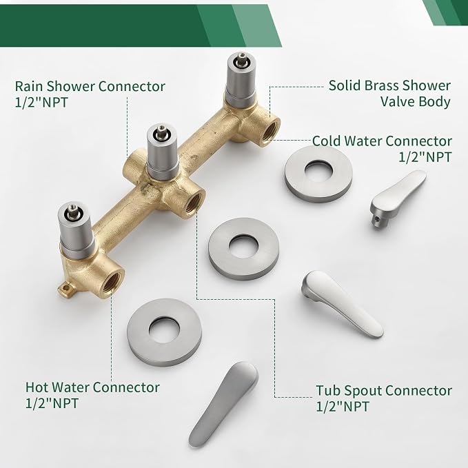 3 Handle Shower Faucet Set Shower System - Image 3