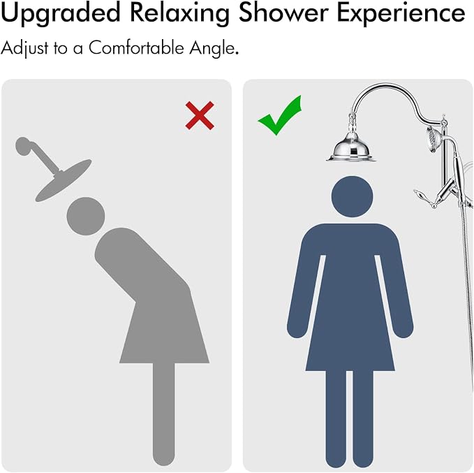Bagnolux Solid Brass 6" High Pressure Rain Shower Head Combo - Image 9