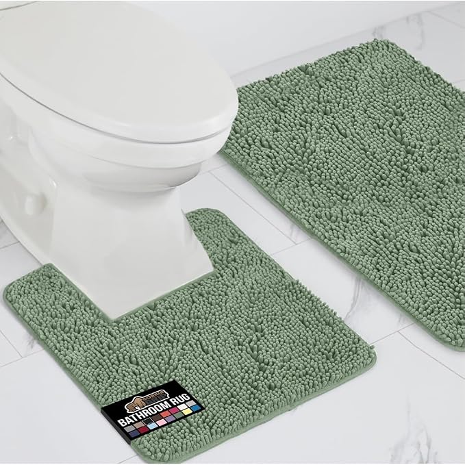 GORILLA GRIP Bathroom Rug Sets, Soft Chenille 2 Piece Area Rugs Set, Toilet by GorillaGrip