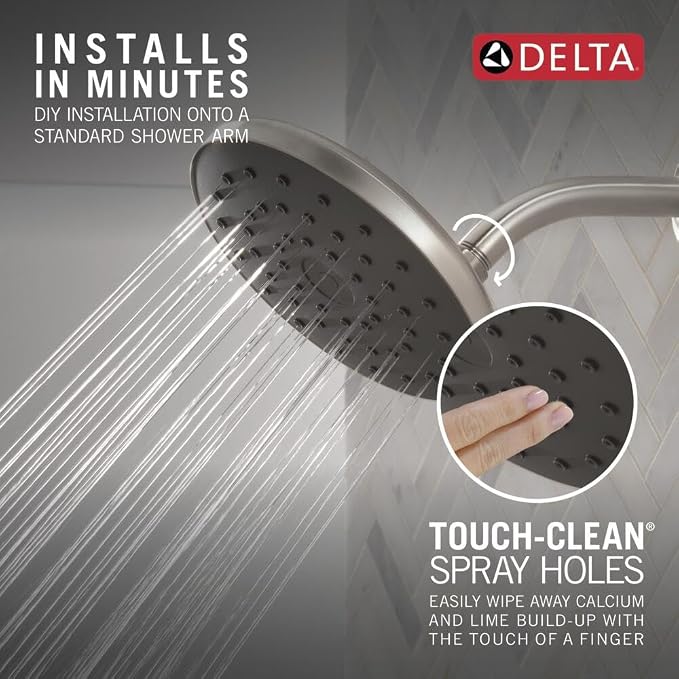 Delta PivotPro Brushed Nickel Rain Showerhead, Single Setting 7 Inch Round - Image 3