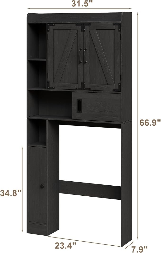 ChooChoo Over The Toilet Storage Cabinet, Farmhouse Bathroom Shelf Over Toilet - Image 2