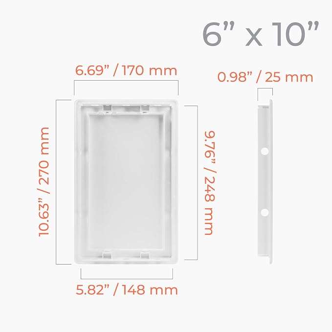 6x10 Inch White Access Panel – ABS Plastic Rectangular Wall & Ceiling Access - Image 2