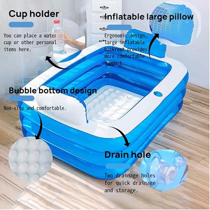 Double Inflatable Bathtub with Electric Air Pump and Bath Pillow Headrest - Image 7